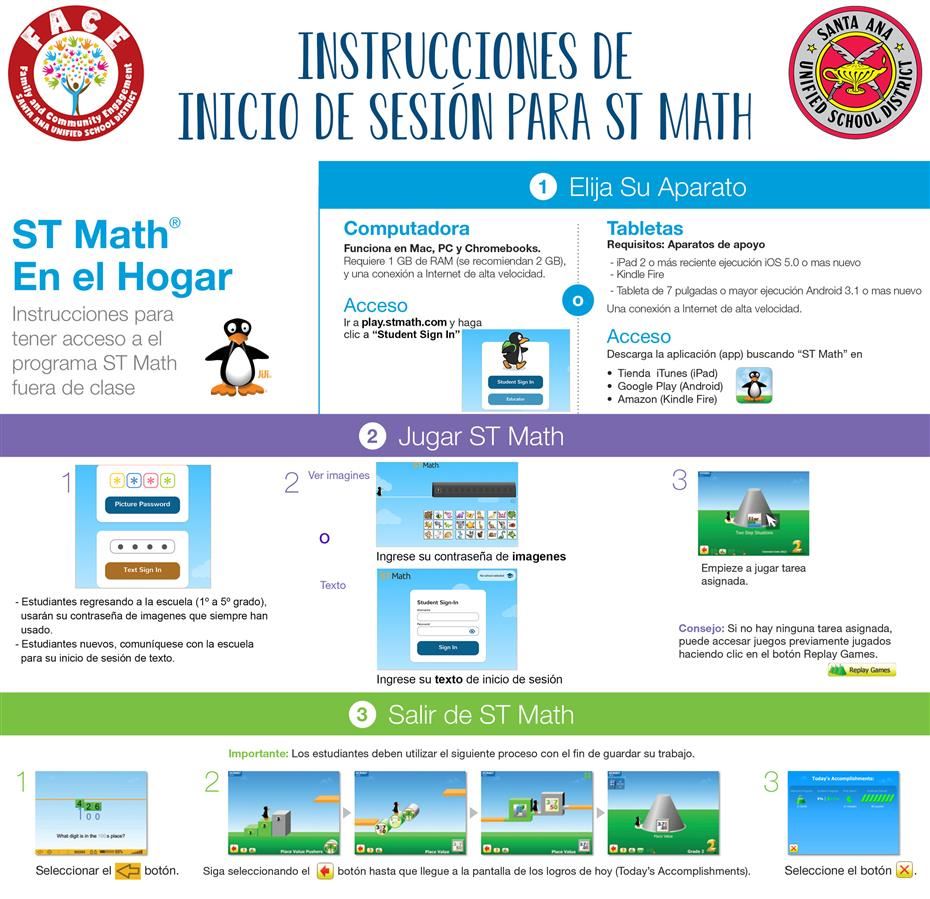 Instrucciones de inicio de sesión para ST Math 